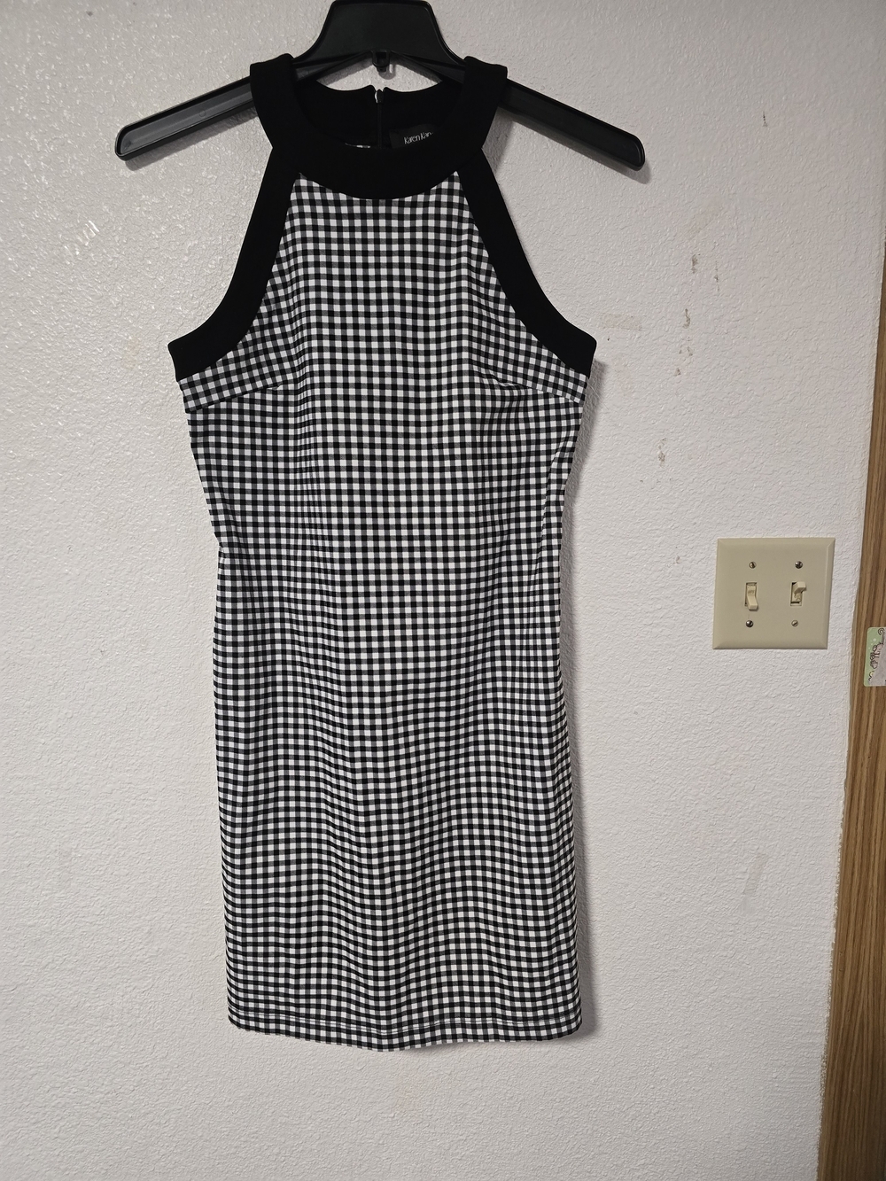Karen Kane Black & White Gingham Halter Mini Dress